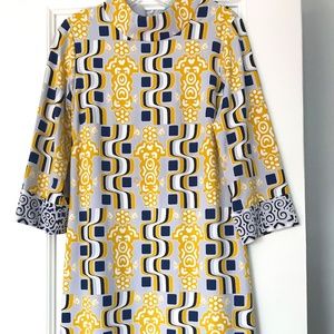J. McLaughlin 1960's Geo Print Turtleneck Dress